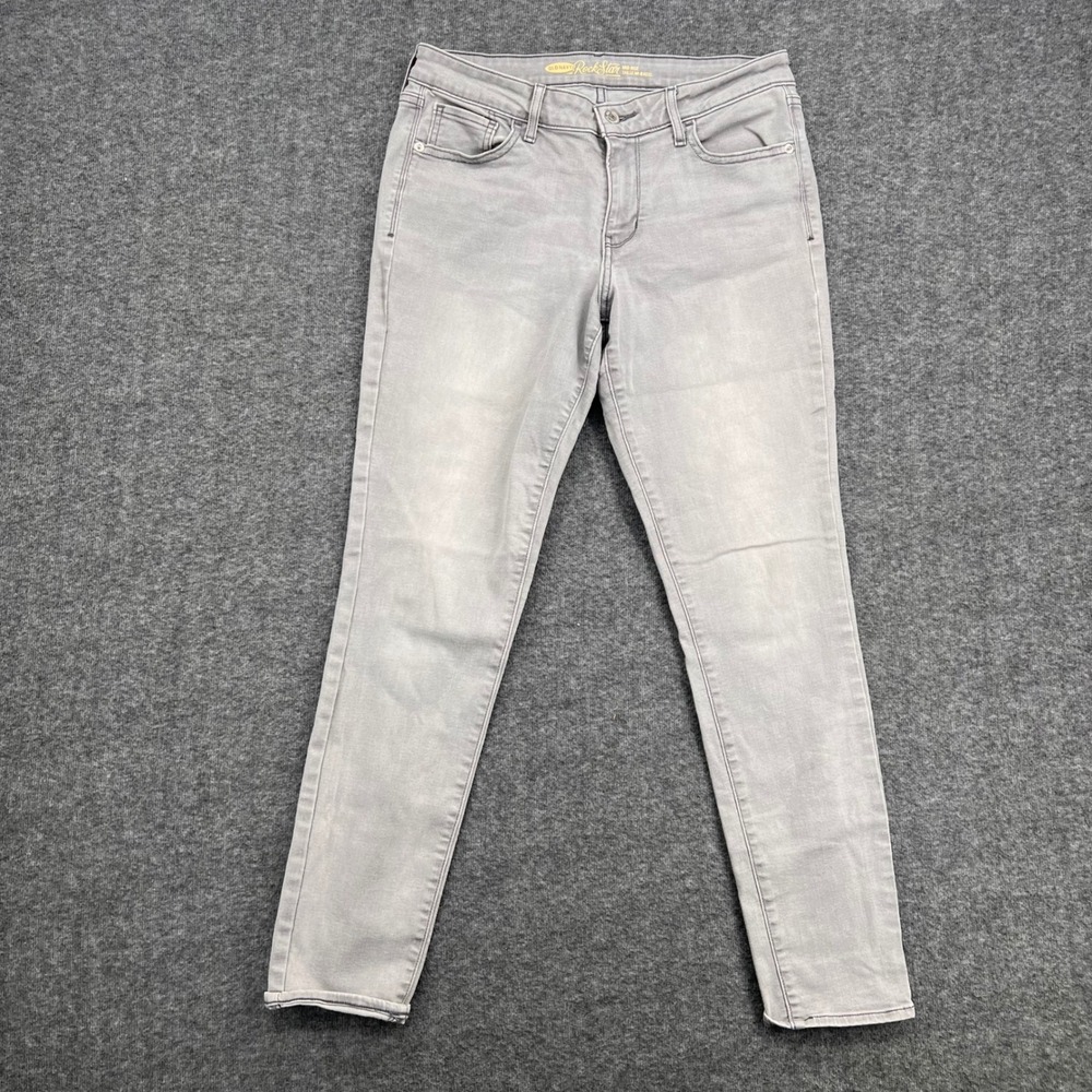 Old Navy The Rockstar Mid-Rise Skinny Jeans Gray Women Size 10 Regular Stretch